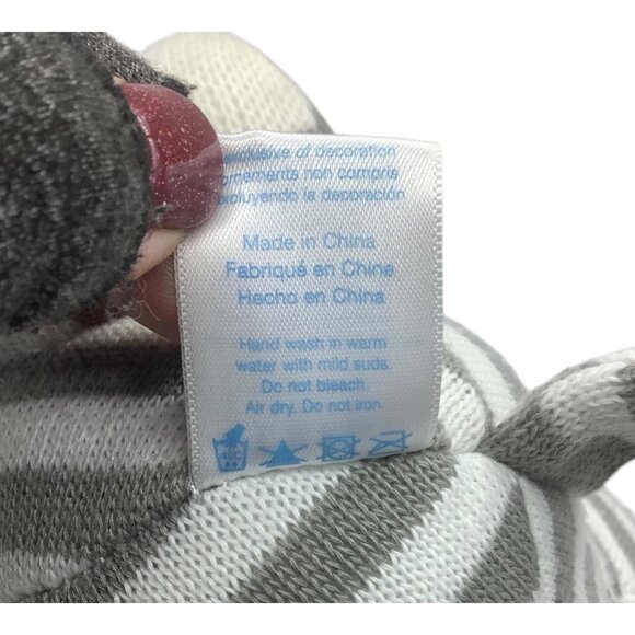 Bon Bébé Elephant Striped Stuffed Animal Toy Gray & White Polyester 9” Sit - Picture 5 of 6